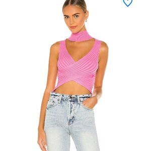 SUPERDOWN Alora vibrant pink wrap turtleneck top | Size S | Retails $58